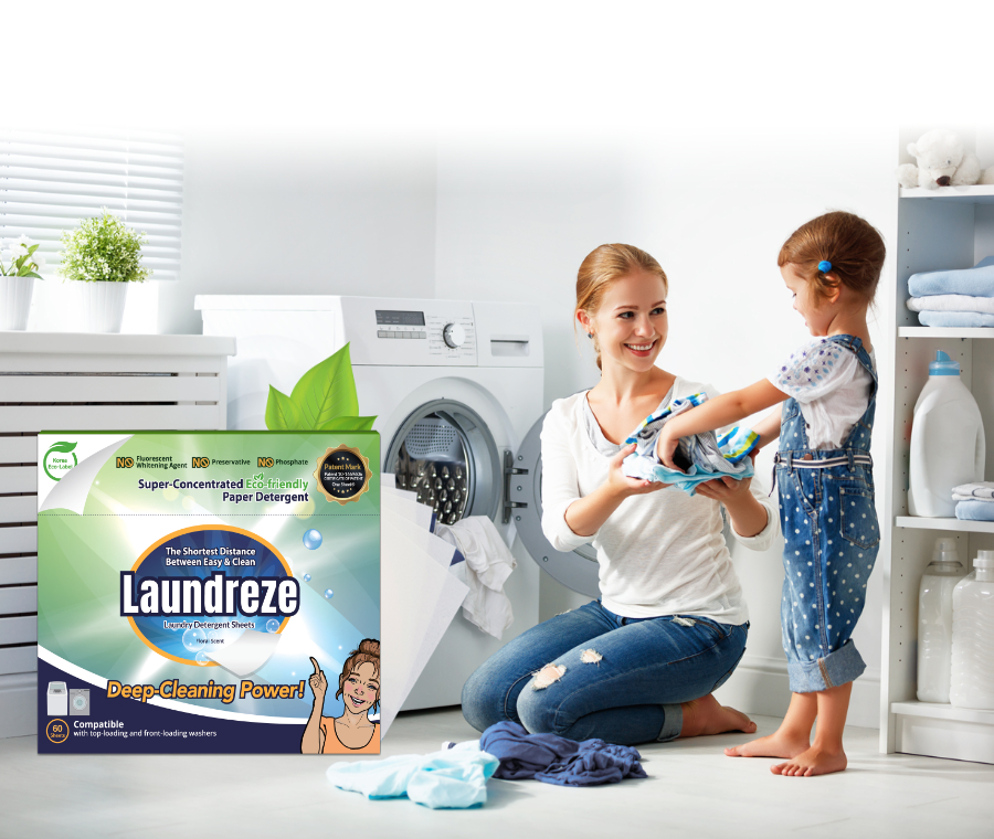 Laundreze Laundry Detergent Sheets in a pack of 20, showcasing the compact and eco-friendly design of the sheets.