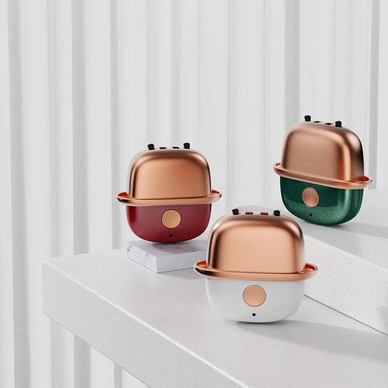 Personal Wearable Air Purifier Necklace in red, designed to generate negative ions for cleaner air, lightweight and portable.