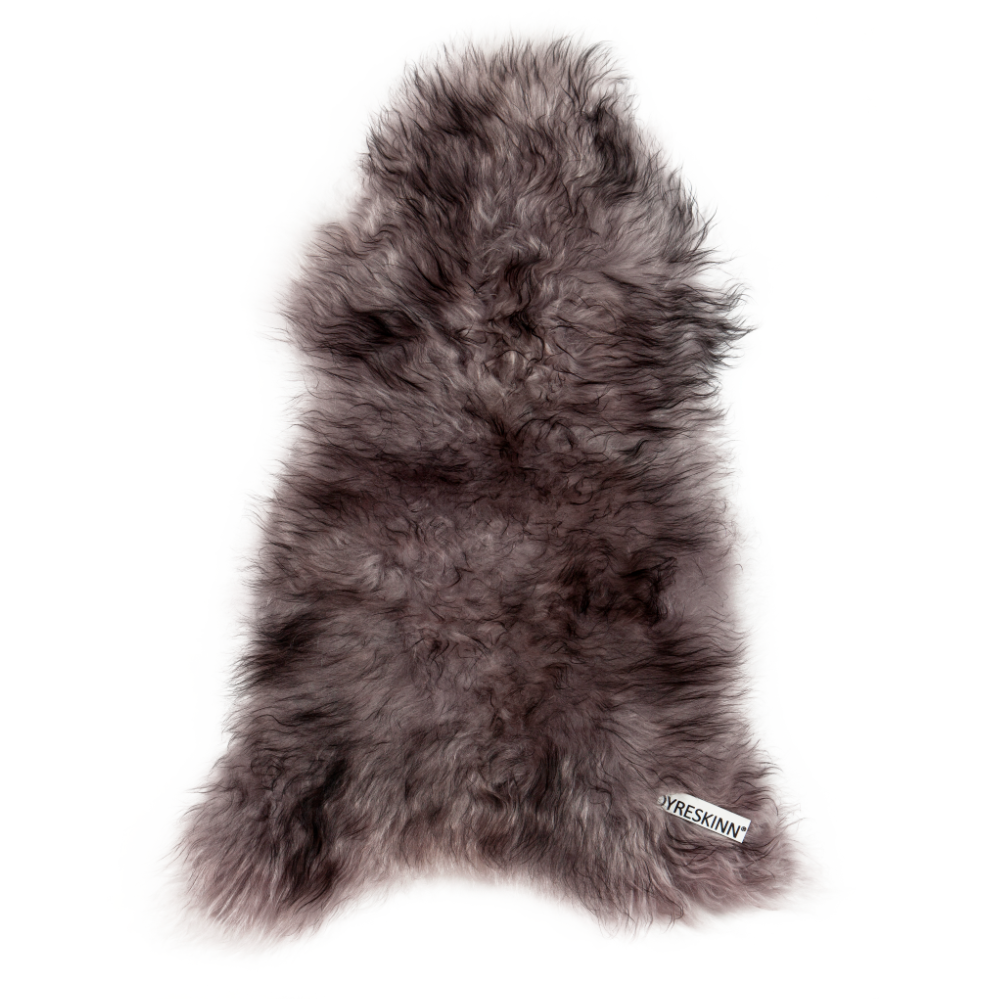 Melange grijs IJslands schapenvacht van 100 x 65 cm, zacht en luxueus, perfect voor interieurdecoratie.