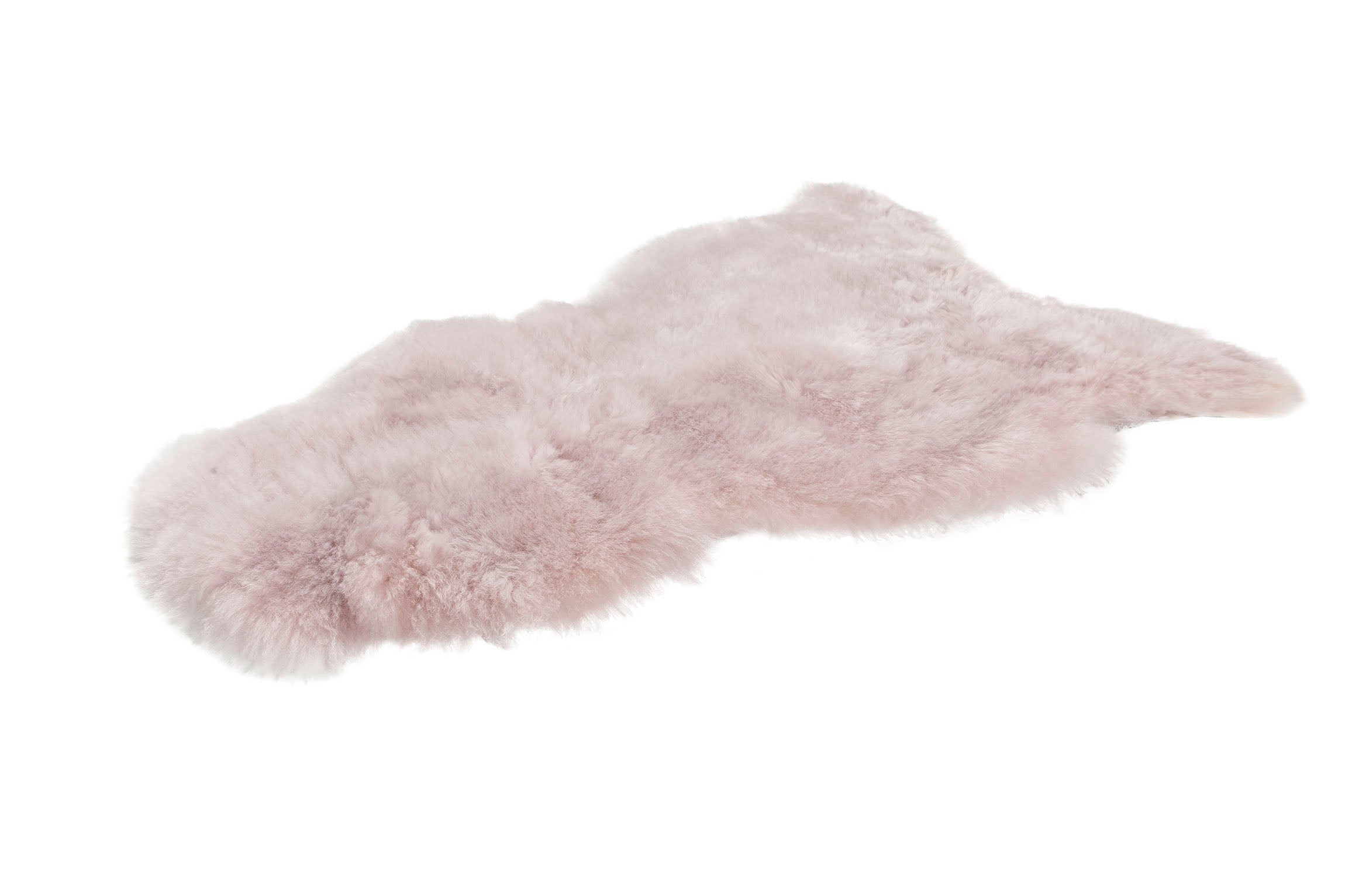 Lichtroze IJslandse schapenvacht van 100 x 65 cm, zacht en wollig, perfect voor interieurdecoratie.