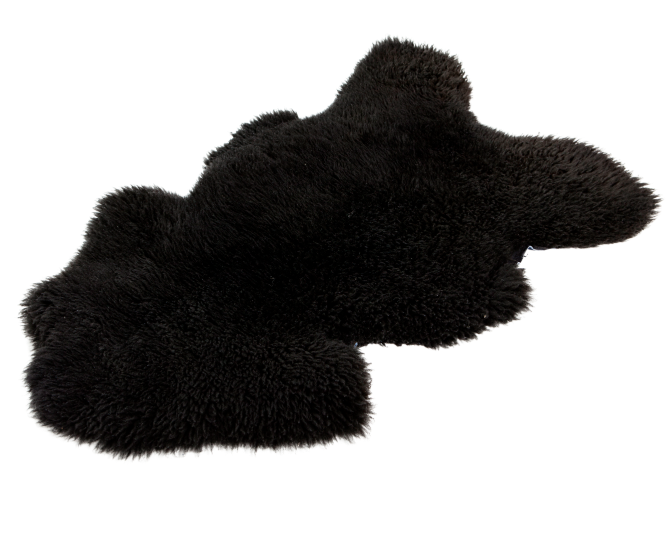 Natuurlijk zwart schapenvacht van 100 x 65 cm, zacht en wollig, perfect voor decoratie en comfort in huis en tuin.