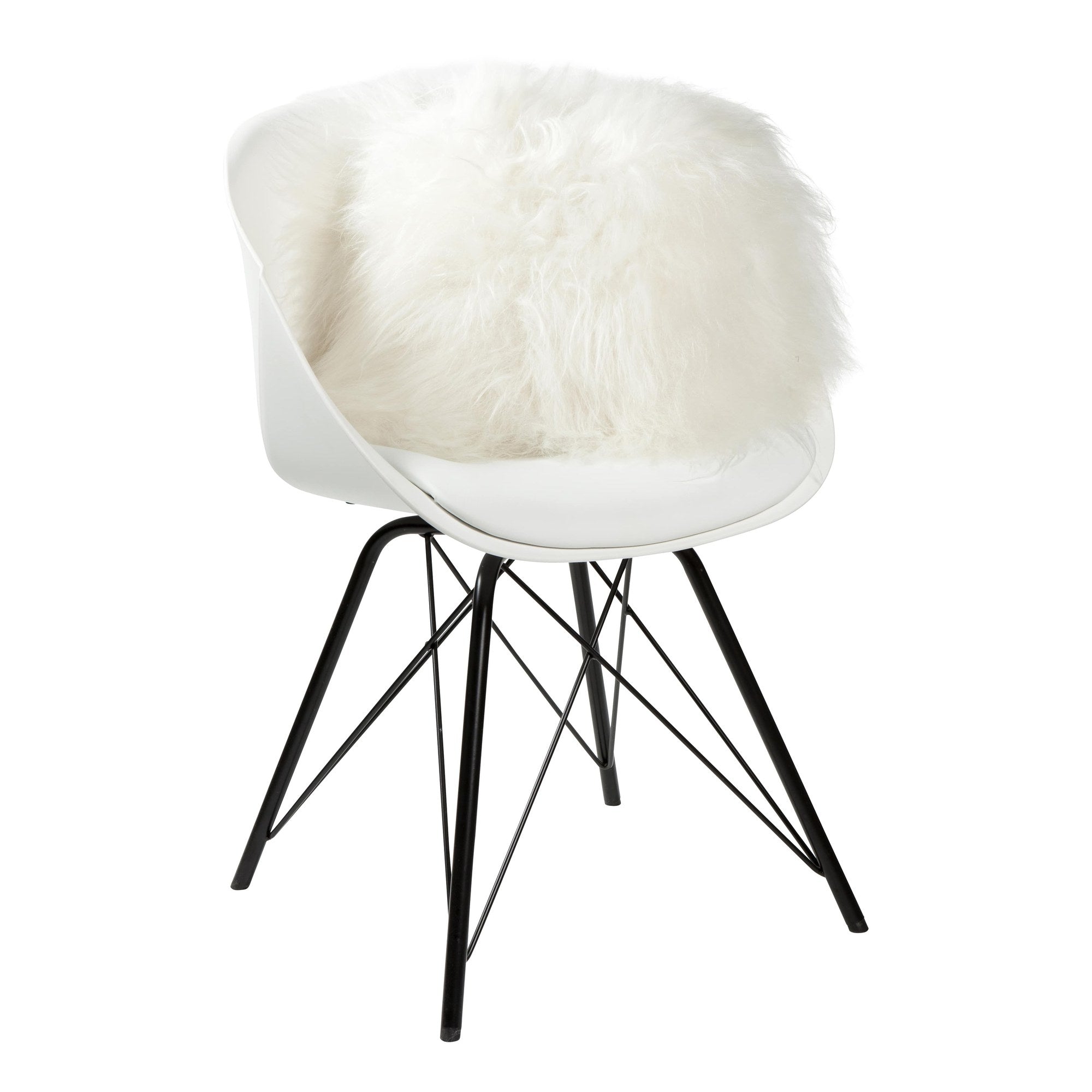 IJslands schapenvacht kussen in natuurlijk wit, 40 x 40 cm, met volle en wollige uitstraling.