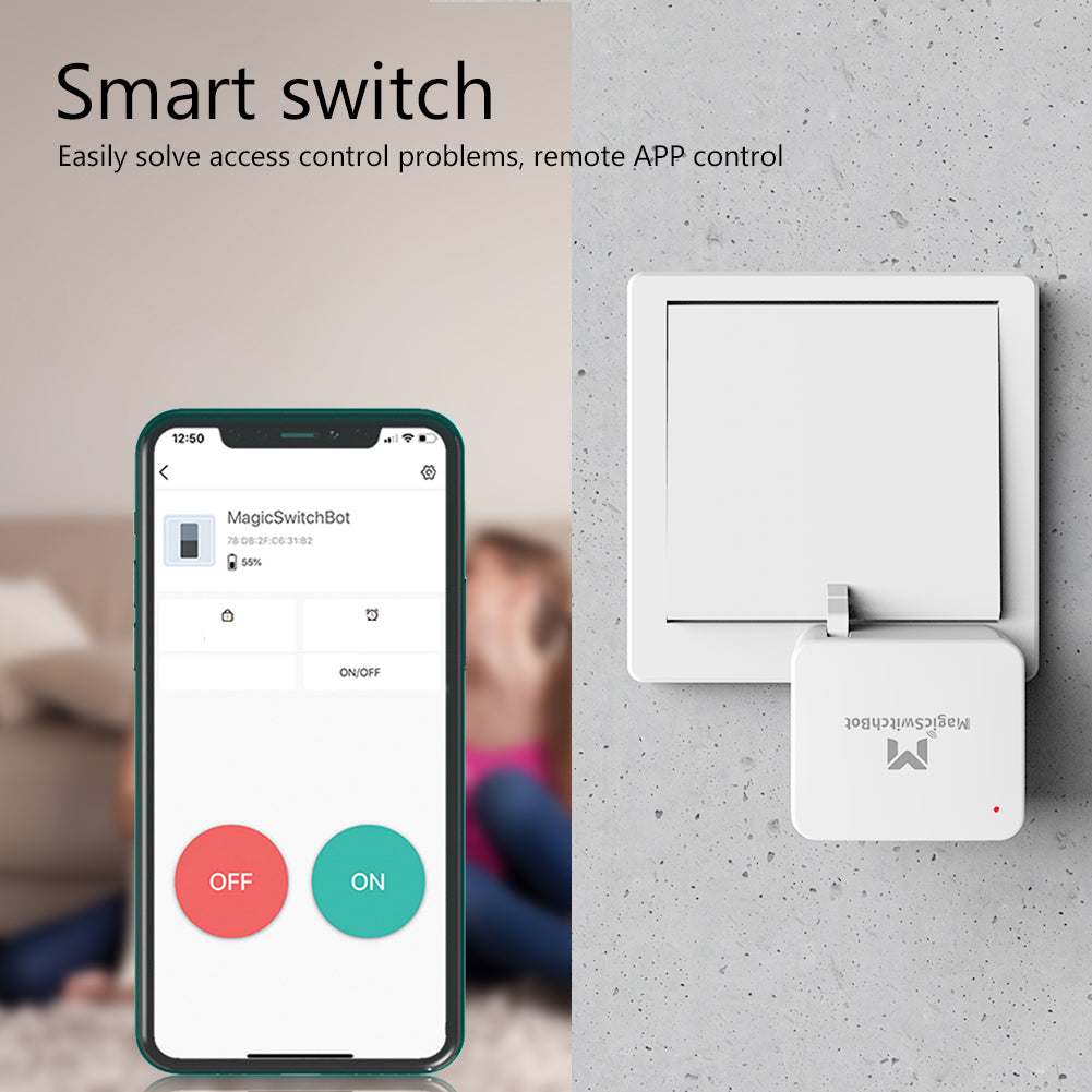 Wireless Bluetooth Smart Switch Button with compact design, suitable for various electrical appliances, easy installation.