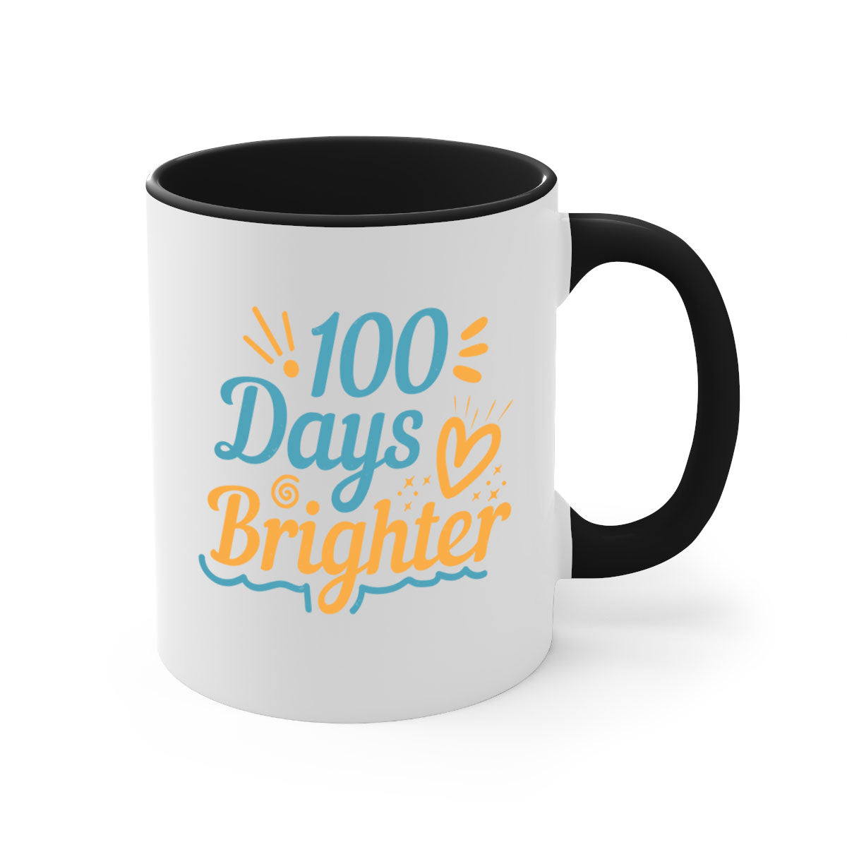 A stylish two-tone 1 days brighter 16# Mug with a glossy finish, featuring a colored handle and interior, available in multiple colors.