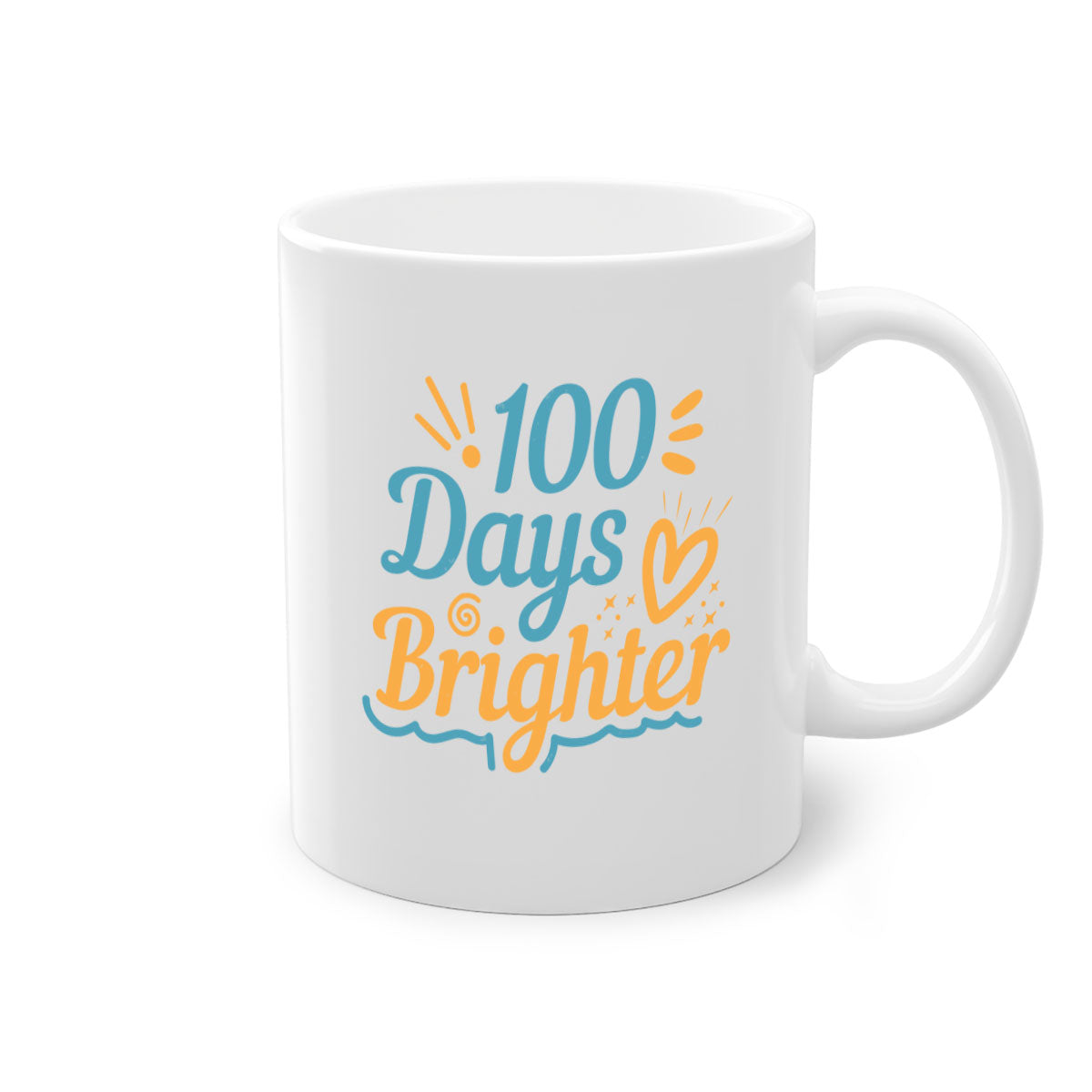 A stylish two-tone 1 days brighter 16# Mug with a glossy finish, featuring a colored handle and interior, available in multiple colors.