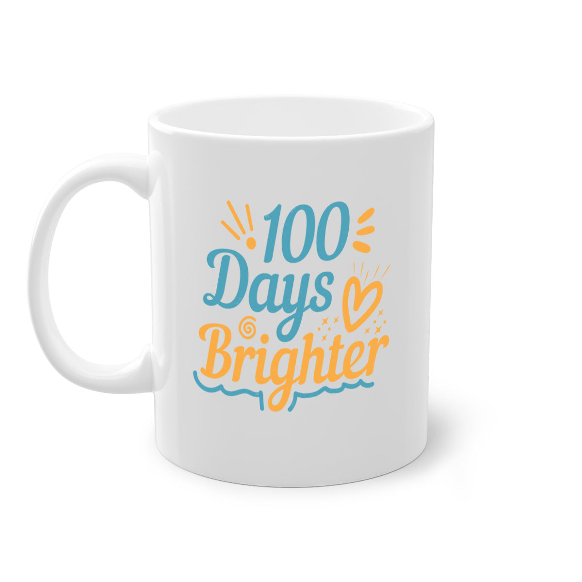A stylish two-tone 1 days brighter 16# Mug with a glossy finish, featuring a colored handle and interior, available in multiple colors.