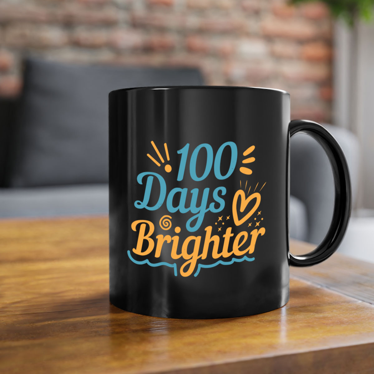 A stylish two-tone 1 days brighter 16# Mug with a glossy finish, featuring a colored handle and interior, available in multiple colors.