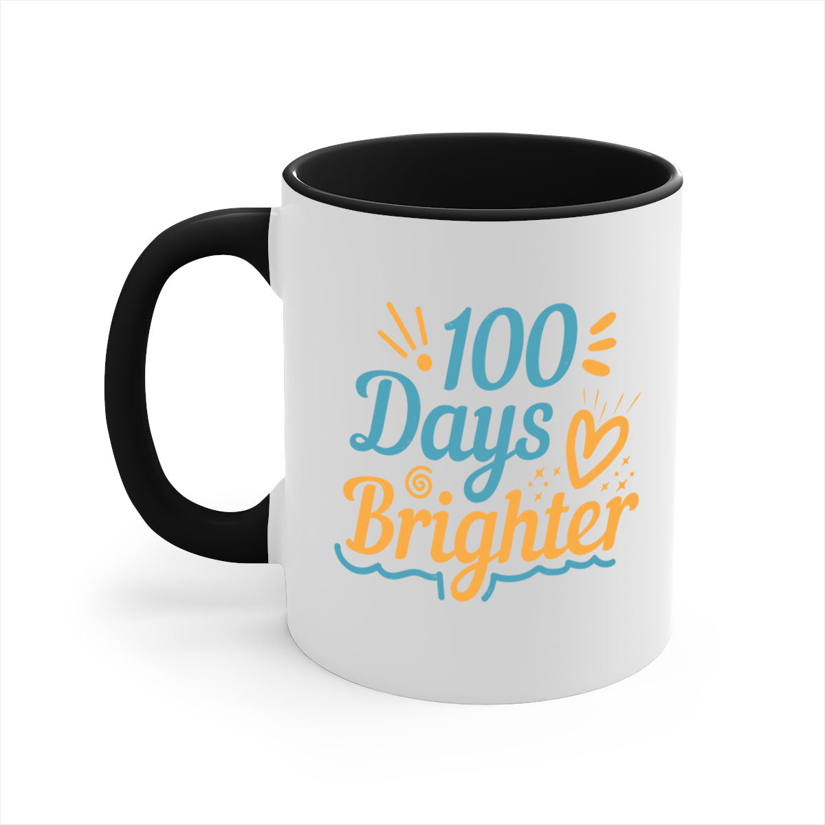 A stylish two-tone 1 days brighter 16# Mug with a glossy finish, featuring a colored handle and interior, available in multiple colors.