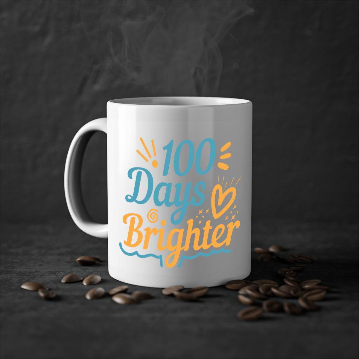 A stylish two-tone 1 days brighter 16# Mug with a glossy finish, featuring a colored handle and interior, available in multiple colors.