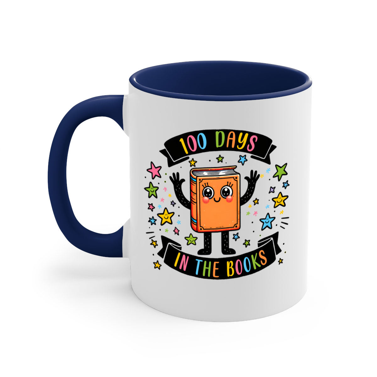 A stylish two-tone ceramic coffee mug with a colored handle and glossy finish, available in multiple colors and sizes.