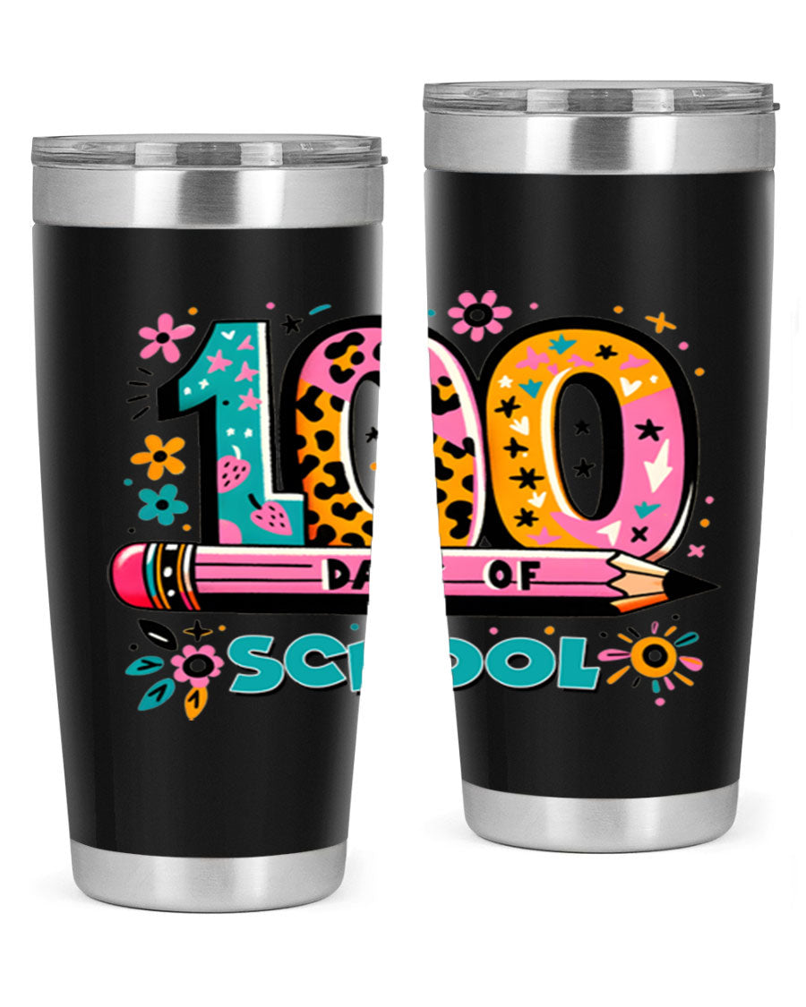100 Days of School Lighting 32# Tumbler, 20oz double wall vacuum stainless steel with vibrant design.