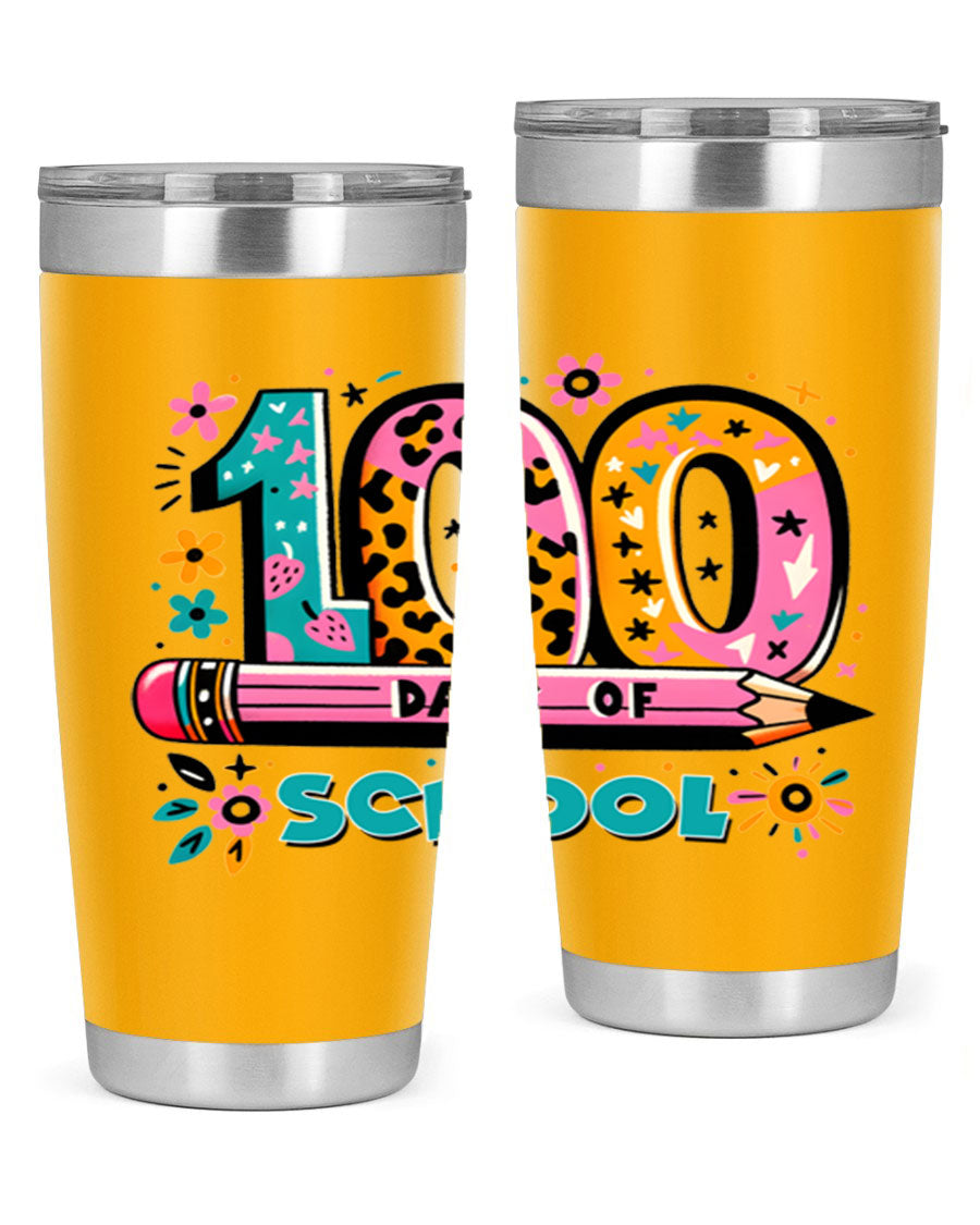 100 Days of School Lighting 32# Tumbler, 20oz double wall vacuum stainless steel with vibrant design.