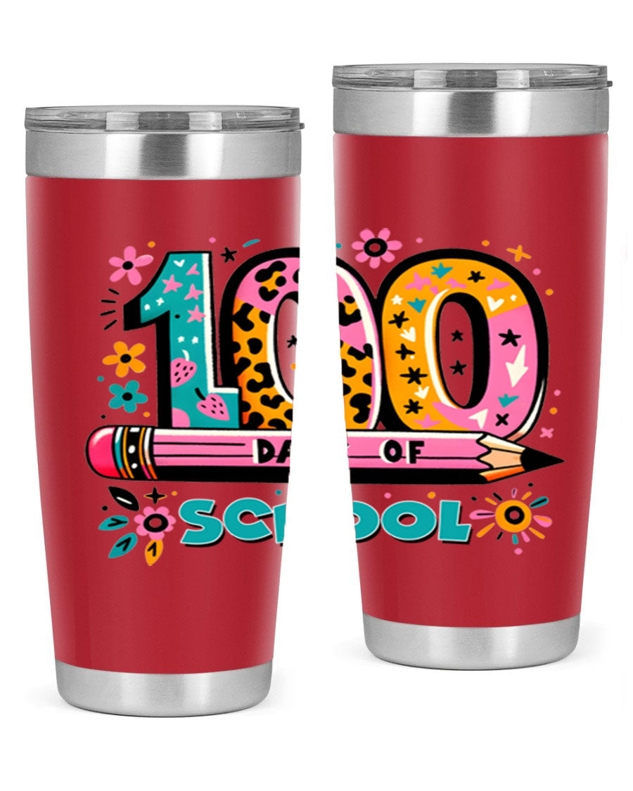 100 Days of School Lighting 32# Tumbler, 20oz double wall vacuum stainless steel with vibrant design.