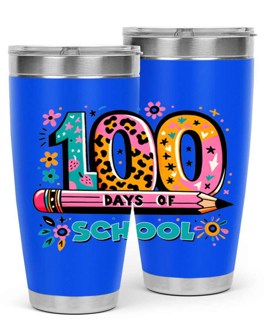 100 Days of School Lighting 32# Tumbler, 20oz double wall vacuum stainless steel with vibrant design.