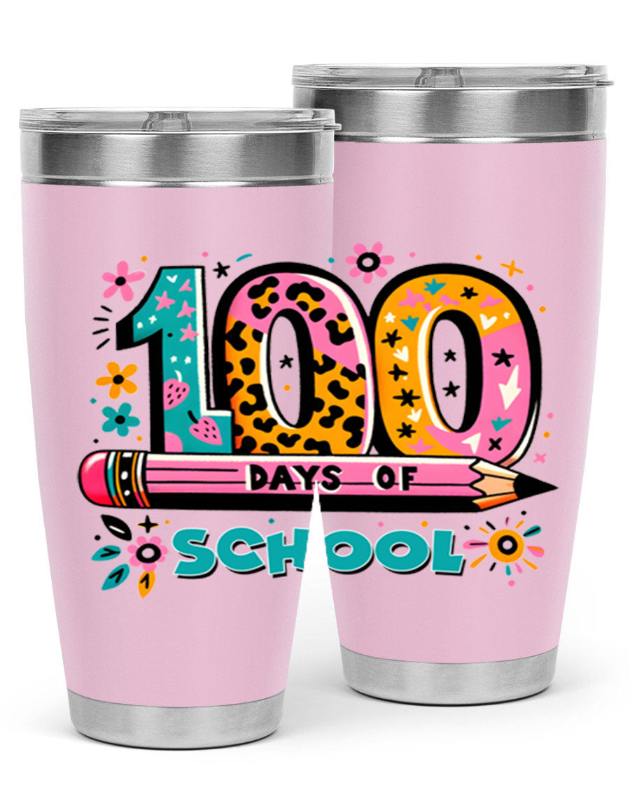 100 Days of School Lighting 32# Tumbler, 20oz double wall vacuum stainless steel with vibrant design.