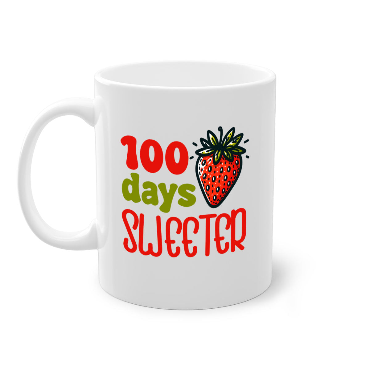 A stylish two-tone 100 Days Sweeter Sublimation Mug with a glossy finish, featuring a colored handle and interior, available in multiple colors.