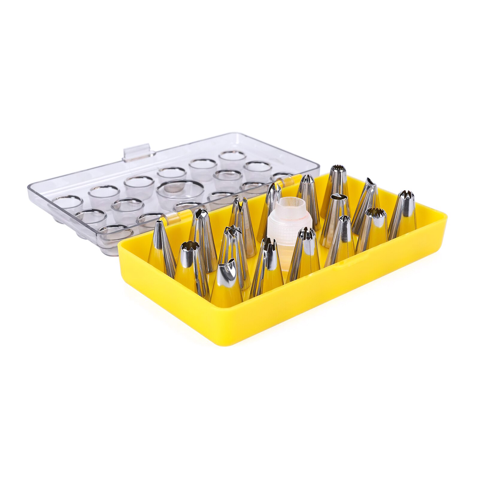 16pcs cake decorating tools set including various nozzles and a storage box, perfect for DIY baking.