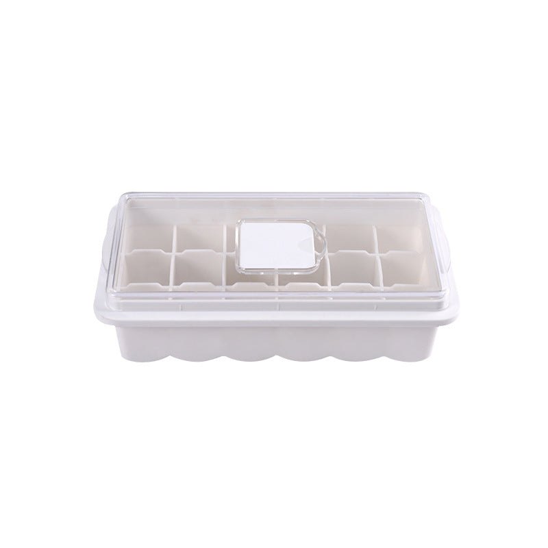 18-grid transparent ice-making hole cover with silicone base, designed to prevent odors and spillage, featuring easy water filling and stackable design.