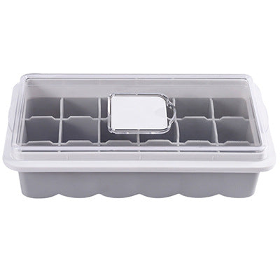 18-grid transparent ice-making hole cover with silicone base, designed to prevent odors and spillage, featuring easy water filling and stackable design.