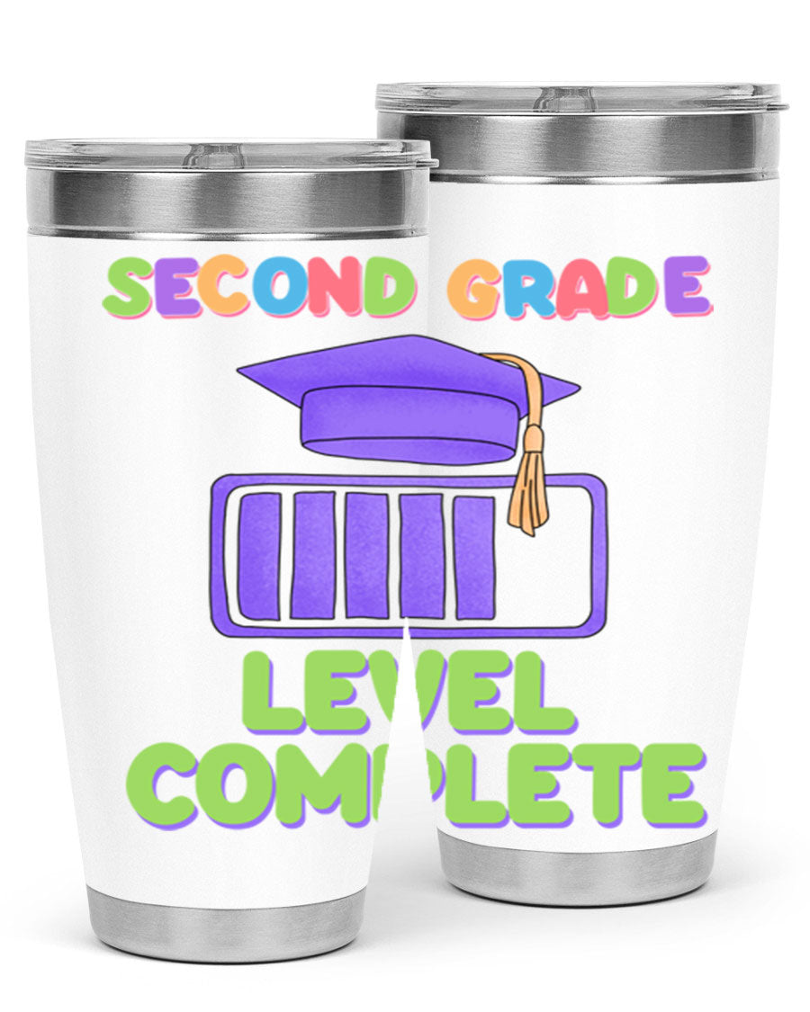 A 20oz stainless steel tumbler with a vibrant design, featuring a press-in lid and double wall vacuum insulation for temperature retention.