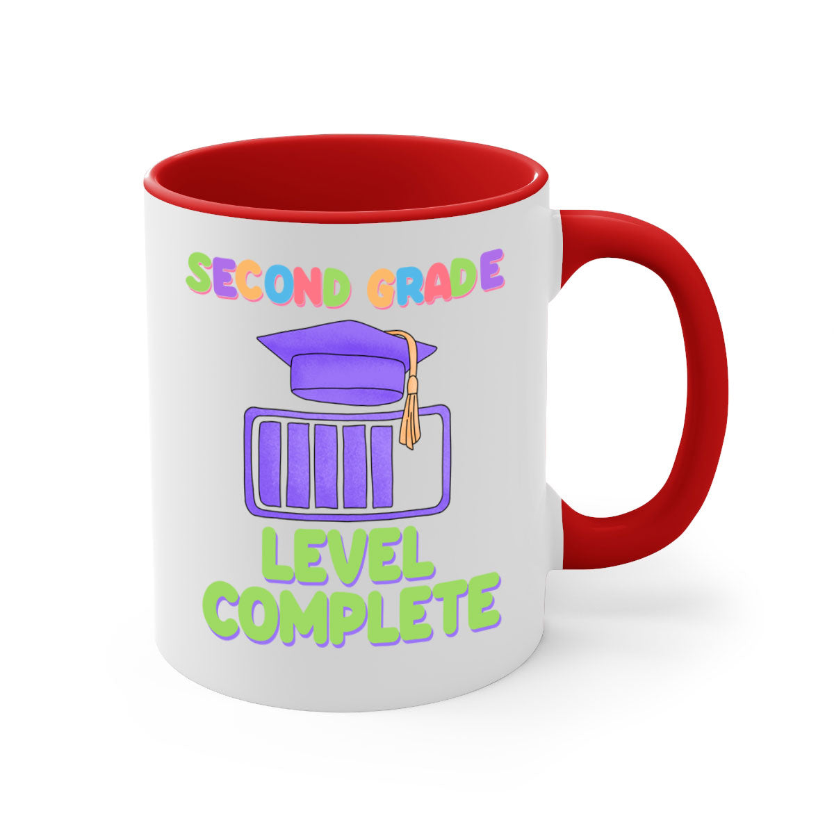 A stylish two-tone 2nd Grade Level Complete 7# Mug with a colored handle and glossy finish, available in multiple colors.
