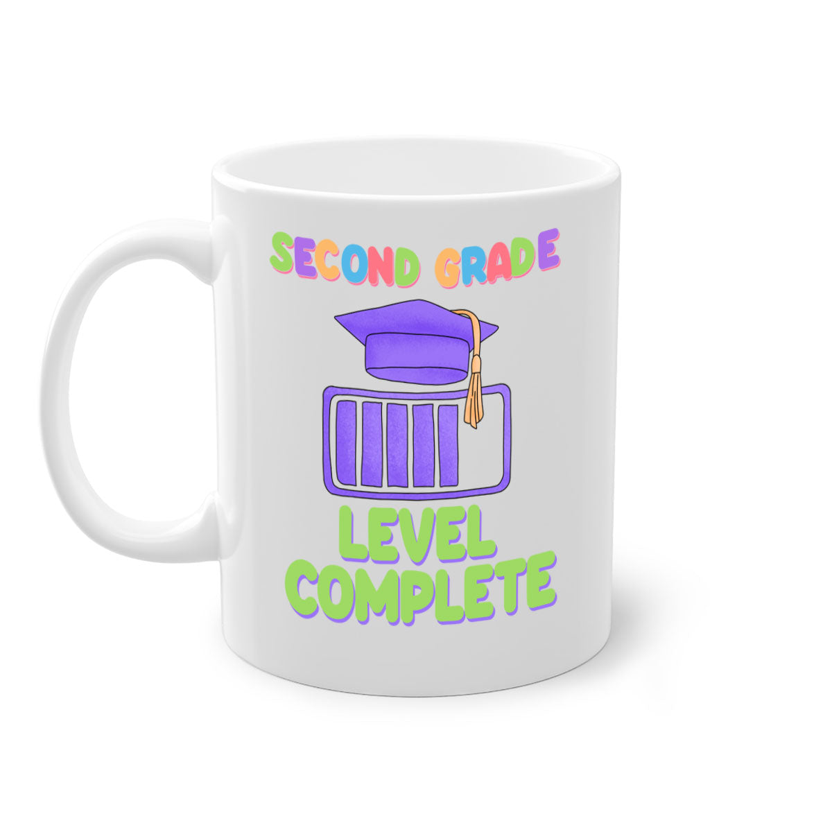A stylish two-tone 2nd Grade Level Complete 7# Mug with a colored handle and glossy finish, available in multiple colors.