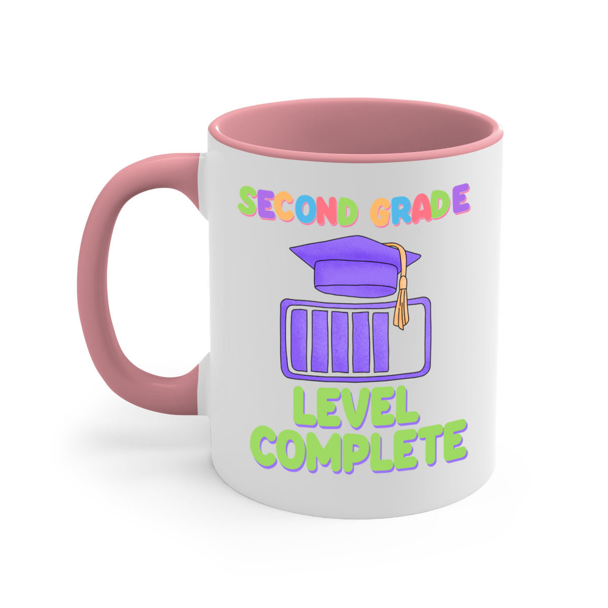 A stylish two-tone 2nd Grade Level Complete 7# Mug with a colored handle and glossy finish, available in multiple colors.