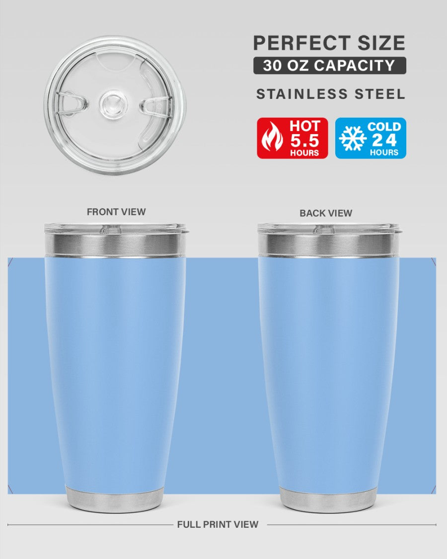 A sleek 30oz stainless steel tumbler with a drink-thru lid, perfect for hot and cold beverages.