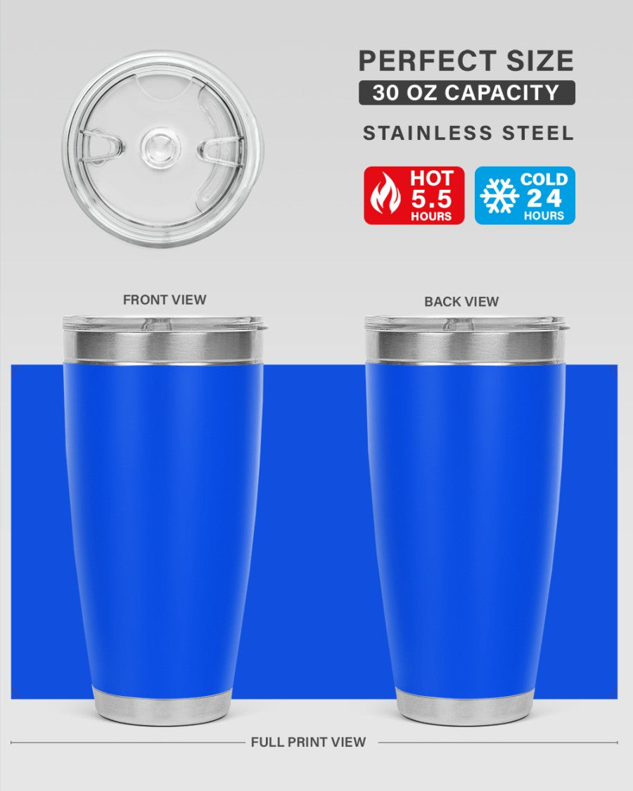 A sleek 30oz stainless steel tumbler with a drink-thru lid, perfect for hot and cold beverages.