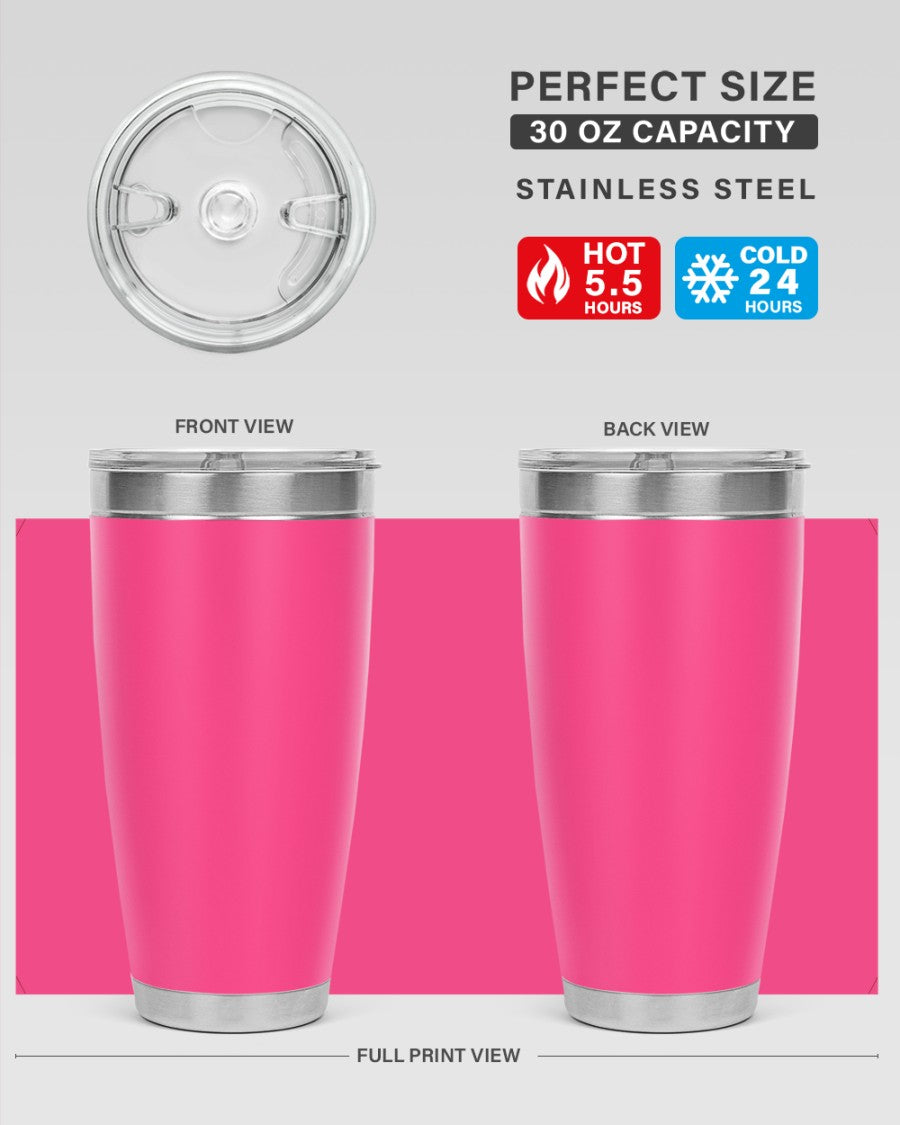 A sleek 30oz stainless steel tumbler with a drink-thru lid, perfect for hot and cold beverages.