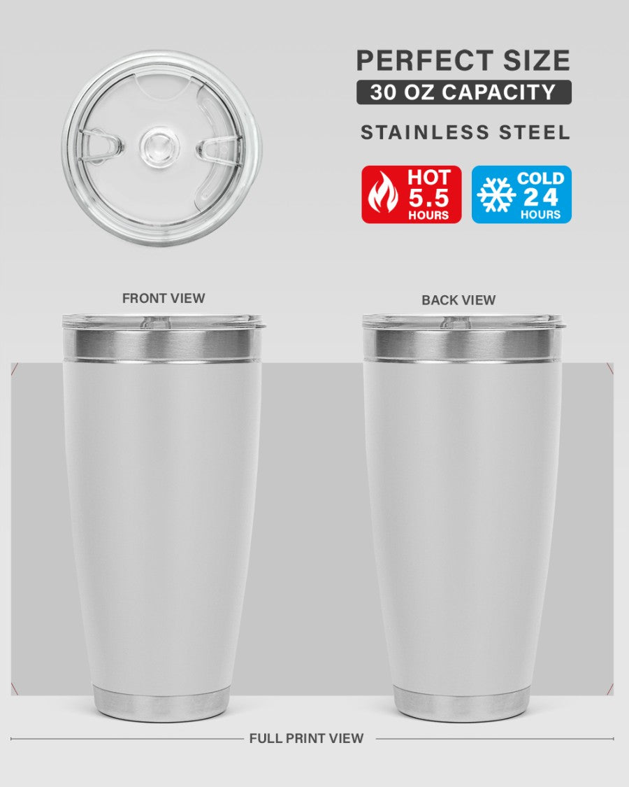A sleek 30oz stainless steel tumbler with a drink-thru lid, perfect for hot and cold beverages.