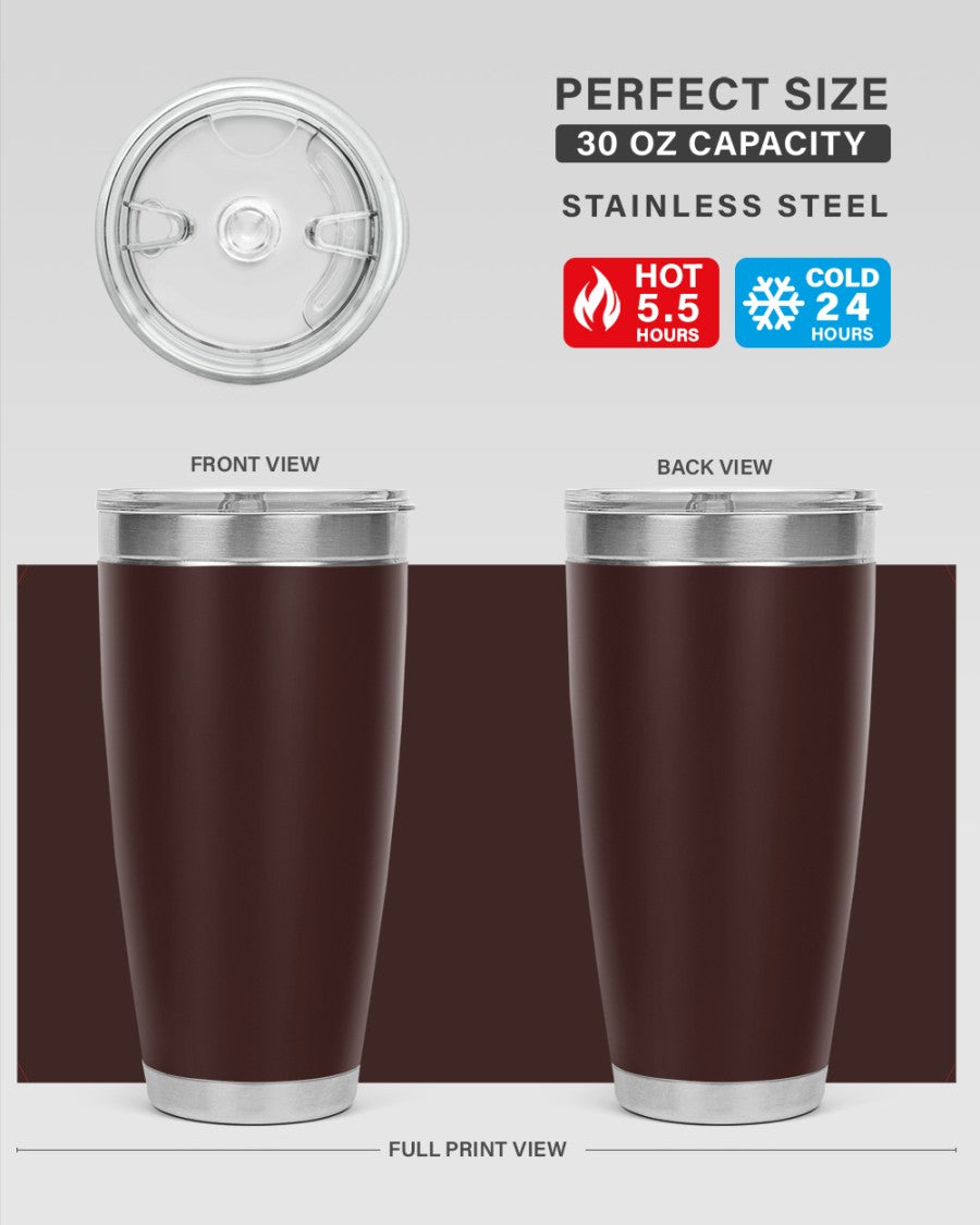 A sleek 30oz stainless steel tumbler with a drink-thru lid, perfect for hot and cold beverages.