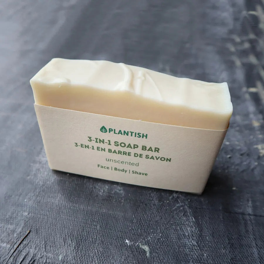 3-in-1 Soap Bar with Shea Butter, showcasing its creamy texture and natural ingredients.