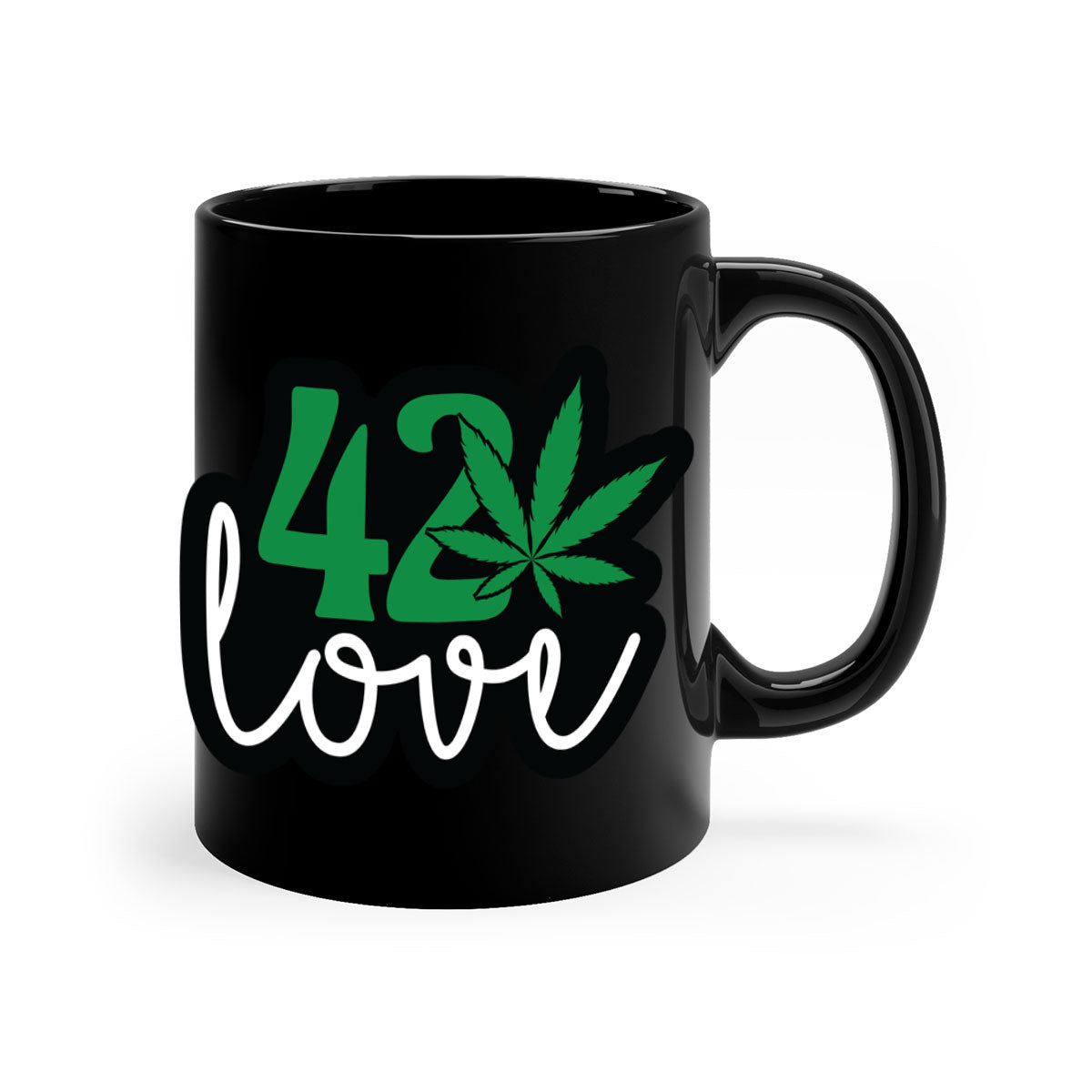 420 love 1# marijuana mug with a glossy finish, featuring a colored handle and interior, available in multiple colors.