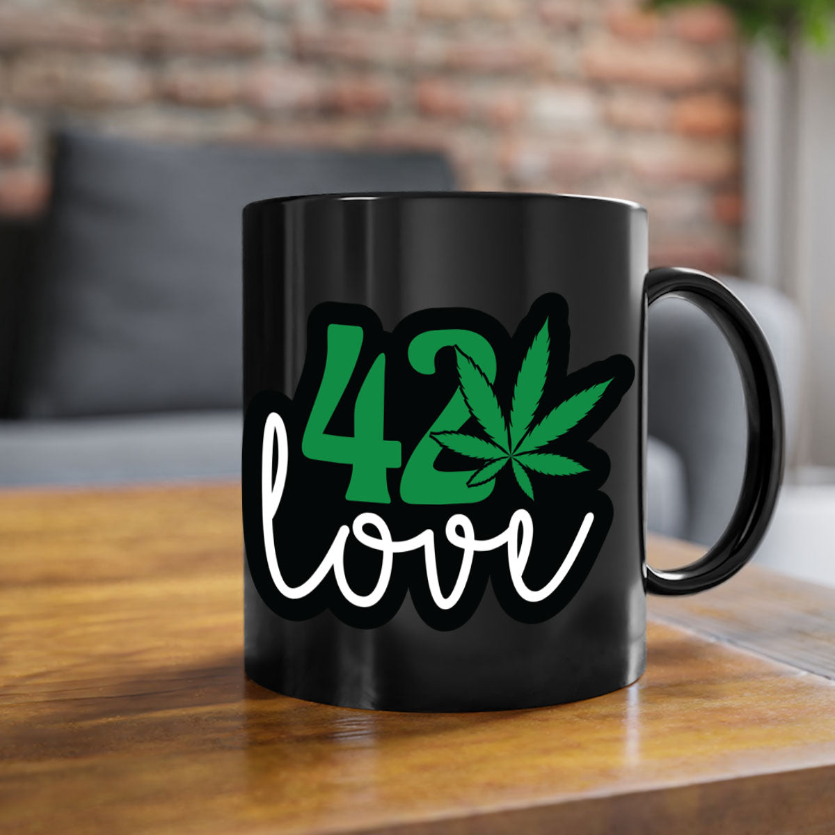 420 love 1# marijuana mug with a glossy finish, featuring a colored handle and interior, available in multiple colors.