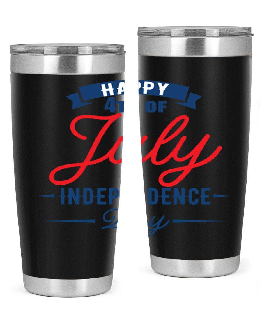A stylish 4th July design tumbler featuring a double wall vacuum stainless steel construction, perfect for hot and cold beverages.