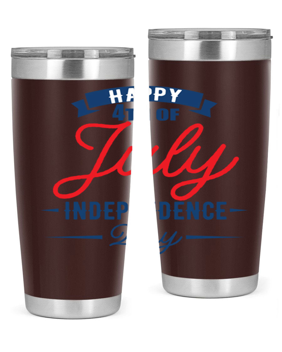 A stylish 4th July design tumbler featuring a double wall vacuum stainless steel construction, perfect for hot and cold beverages.
