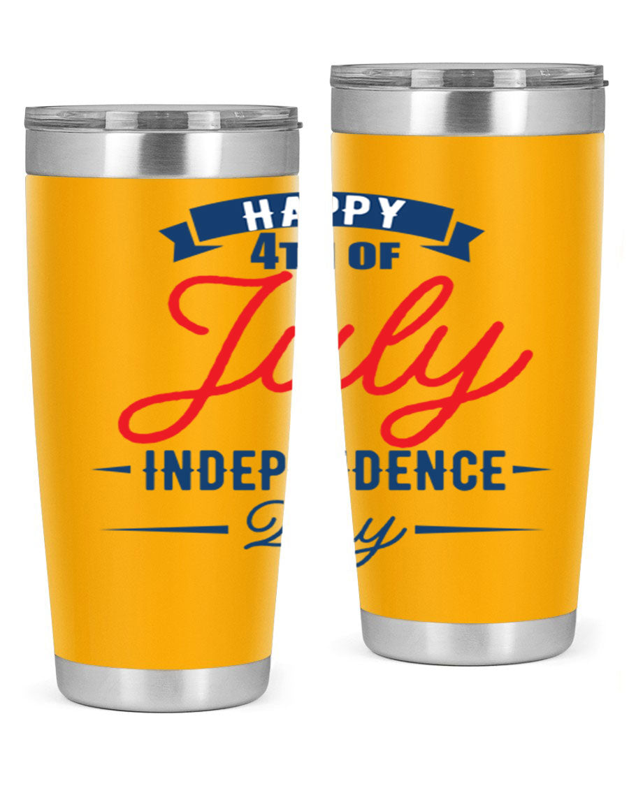A stylish 4th July design tumbler featuring a double wall vacuum stainless steel construction, perfect for hot and cold beverages.