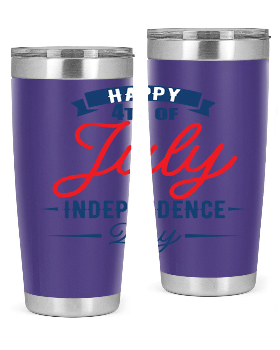A stylish 4th July design tumbler featuring a double wall vacuum stainless steel construction, perfect for hot and cold beverages.