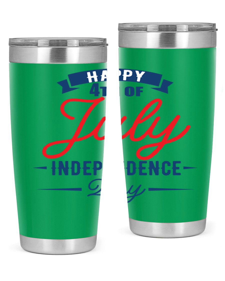 A stylish 4th July design tumbler featuring a double wall vacuum stainless steel construction, perfect for hot and cold beverages.
