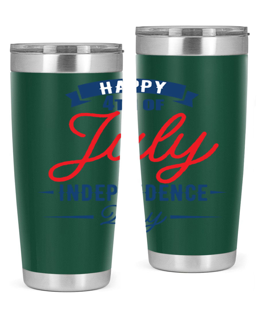 A stylish 4th July design tumbler featuring a double wall vacuum stainless steel construction, perfect for hot and cold beverages.
