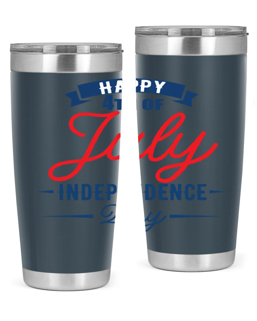 A stylish 4th July design tumbler featuring a double wall vacuum stainless steel construction, perfect for hot and cold beverages.