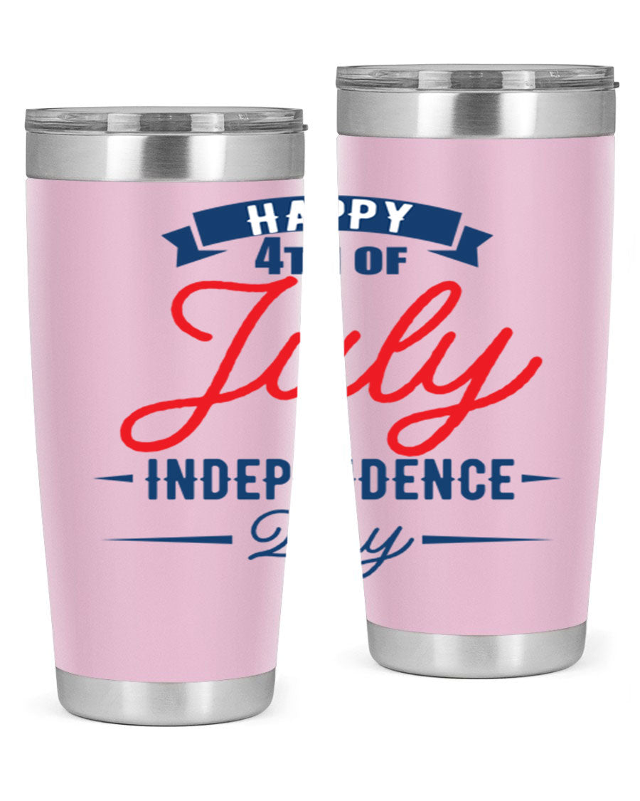 A stylish 4th July design tumbler featuring a double wall vacuum stainless steel construction, perfect for hot and cold beverages.