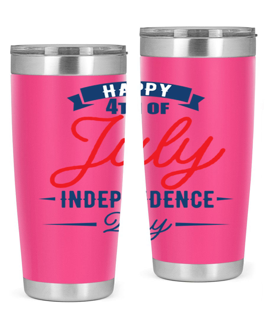 A stylish 4th July design tumbler featuring a double wall vacuum stainless steel construction, perfect for hot and cold beverages.
