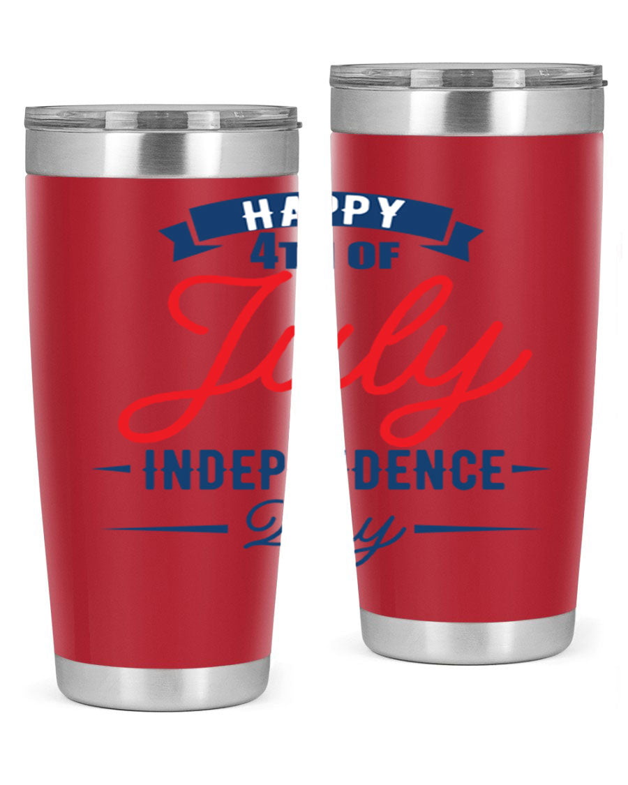 A stylish 4th July design tumbler featuring a double wall vacuum stainless steel construction, perfect for hot and cold beverages.