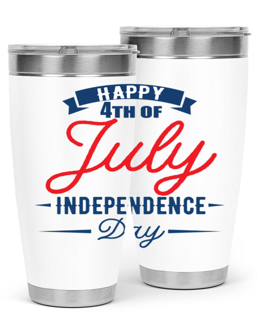 A stylish 4th July design tumbler featuring a double wall vacuum stainless steel construction, perfect for hot and cold beverages.