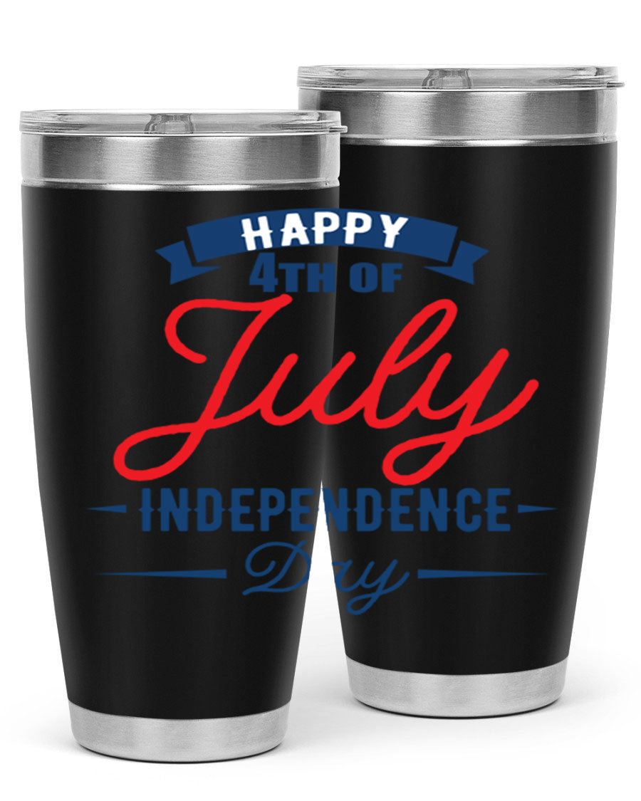A stylish 4th July design tumbler featuring a double wall vacuum stainless steel construction, perfect for hot and cold beverages.