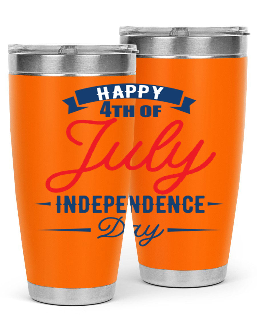 A stylish 4th July design tumbler featuring a double wall vacuum stainless steel construction, perfect for hot and cold beverages.