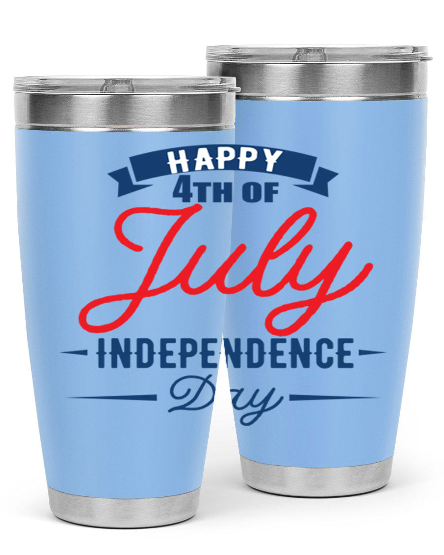 A stylish 4th July design tumbler featuring a double wall vacuum stainless steel construction, perfect for hot and cold beverages.
