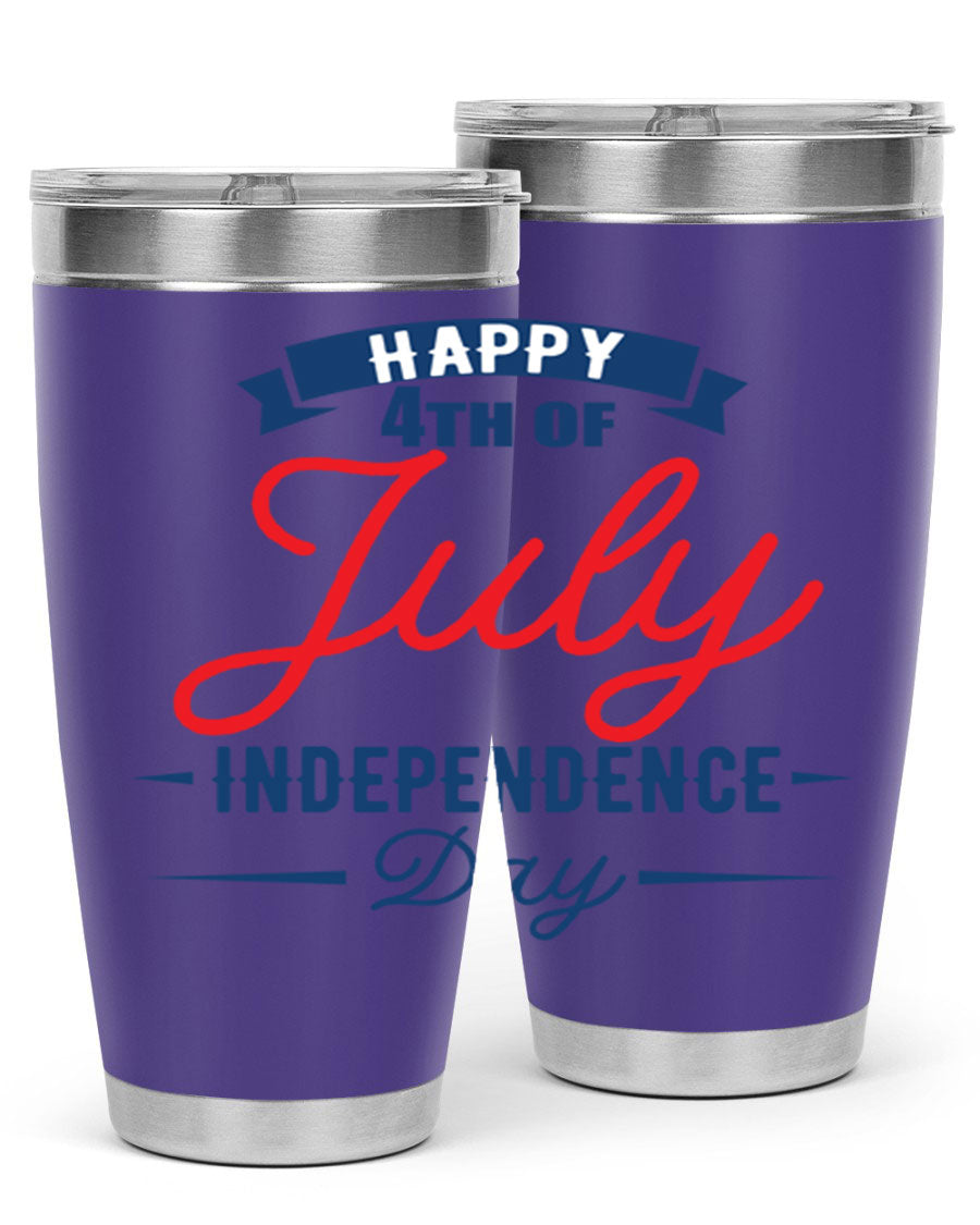 A stylish 4th July design tumbler featuring a double wall vacuum stainless steel construction, perfect for hot and cold beverages.